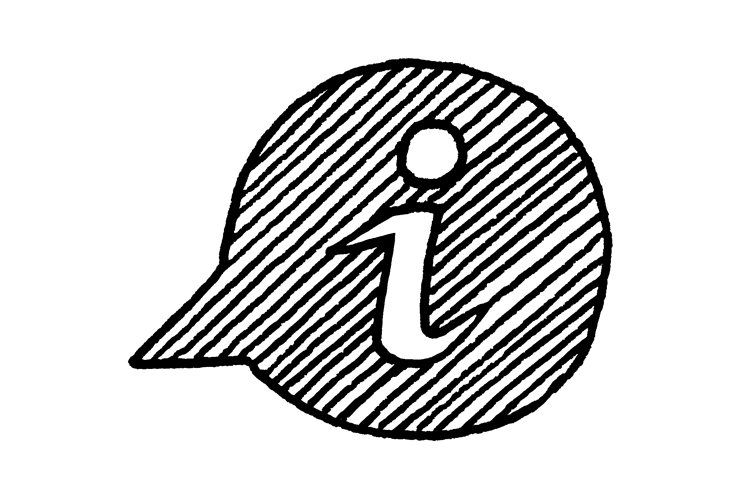 Icon für Information Sprechblase mit dem Buchstaben i in der Mitte