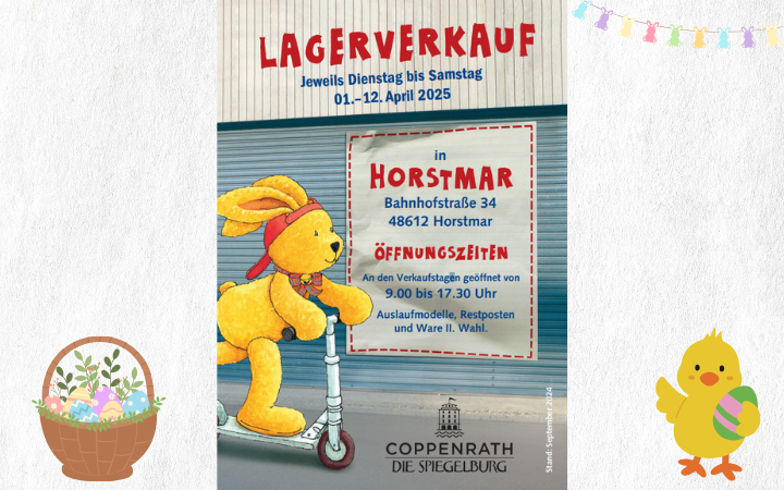 Lagerverkauf zu Ostern